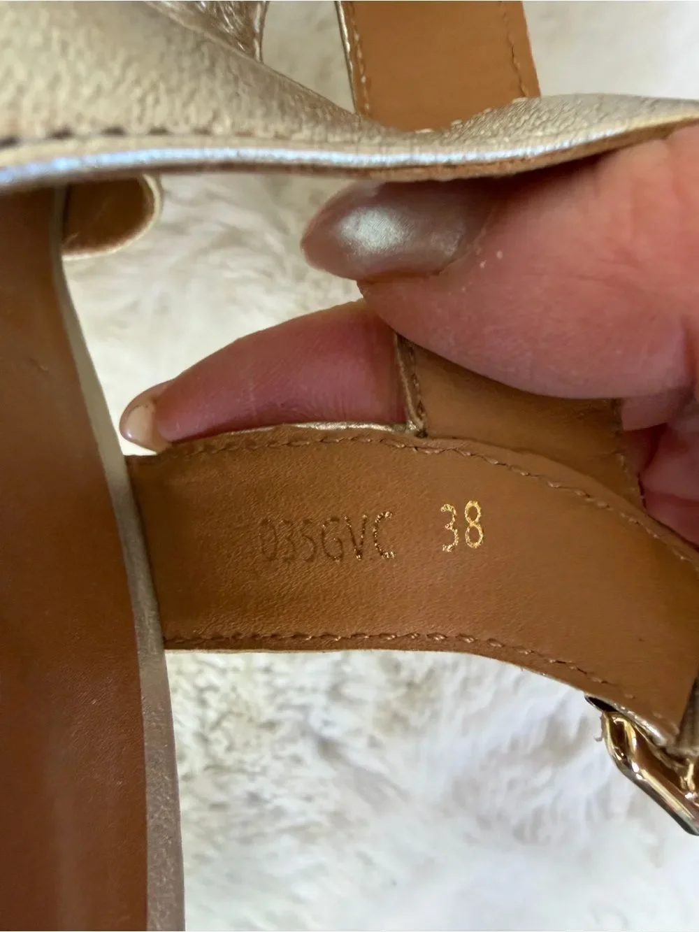 Geox Women's Gold Tone Leather Criss Cross Strap Wedge Espadrilles Size 38